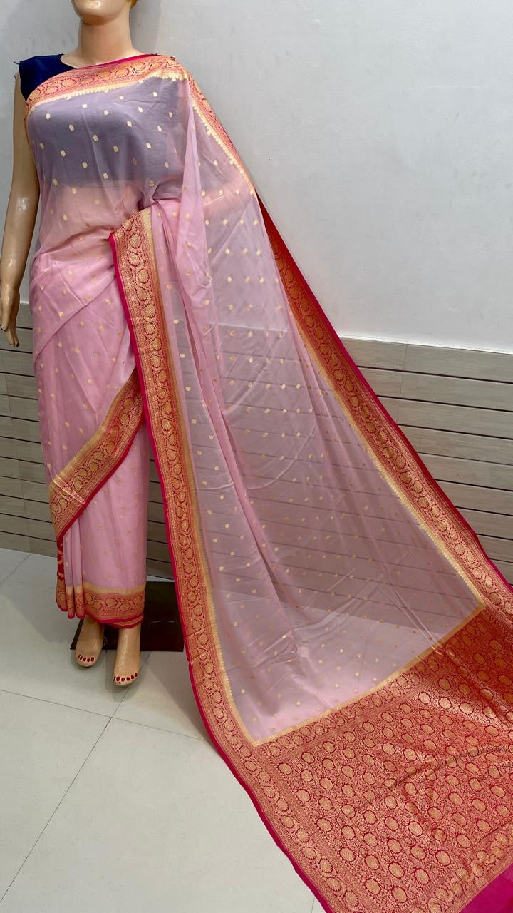 BANARASI KHADDI CHIFFON SILK SAREE