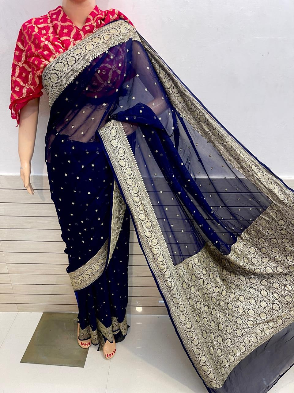 BANARASI KHADDI CHIFFON SILK SAREE