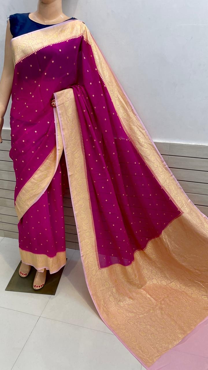 BANARASI KHADDI CHIFFON SILK SAREE