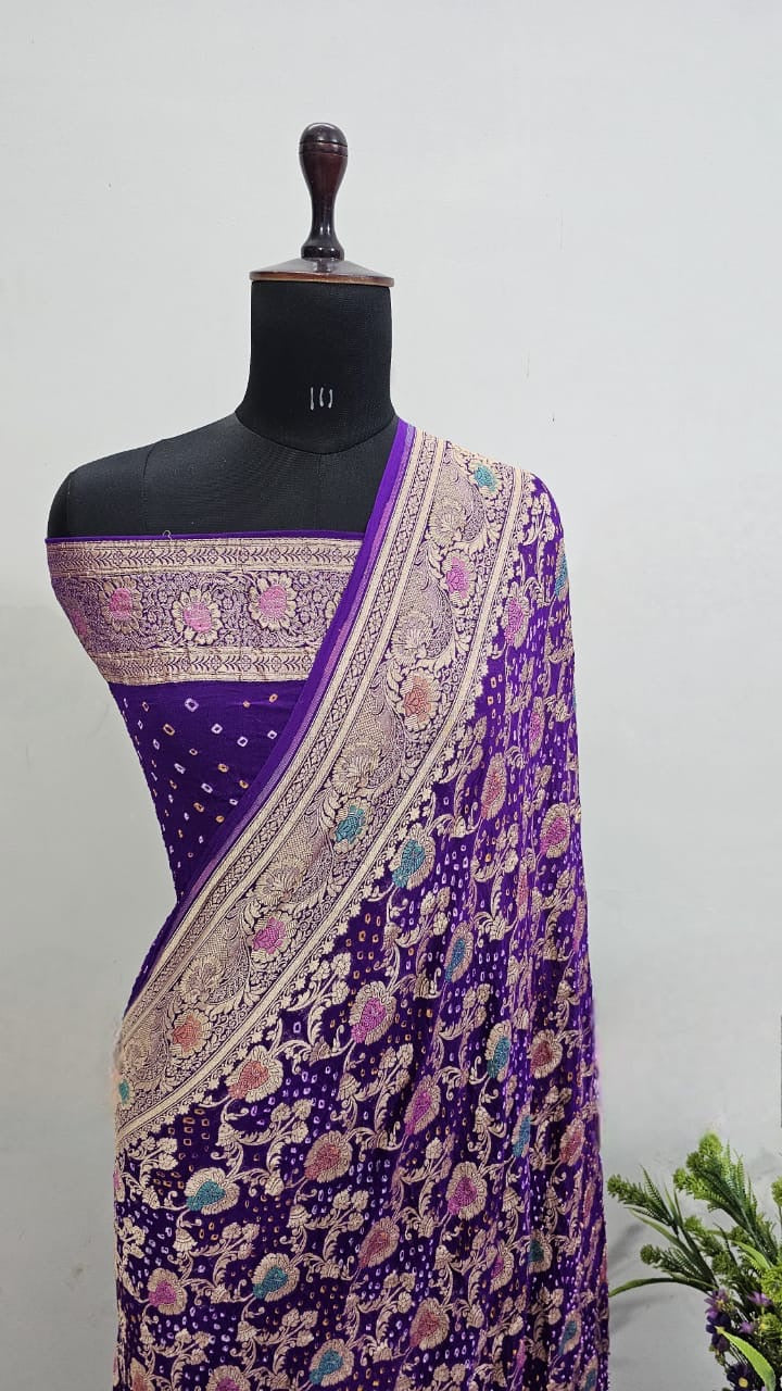 Beautiful banarasi handloom meenakari pure khaddi Georgette silk saree