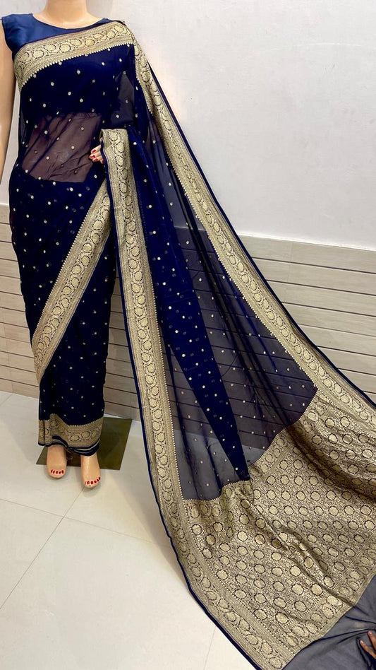 BANARASI KHADDI CHIFFON SILK SAREE