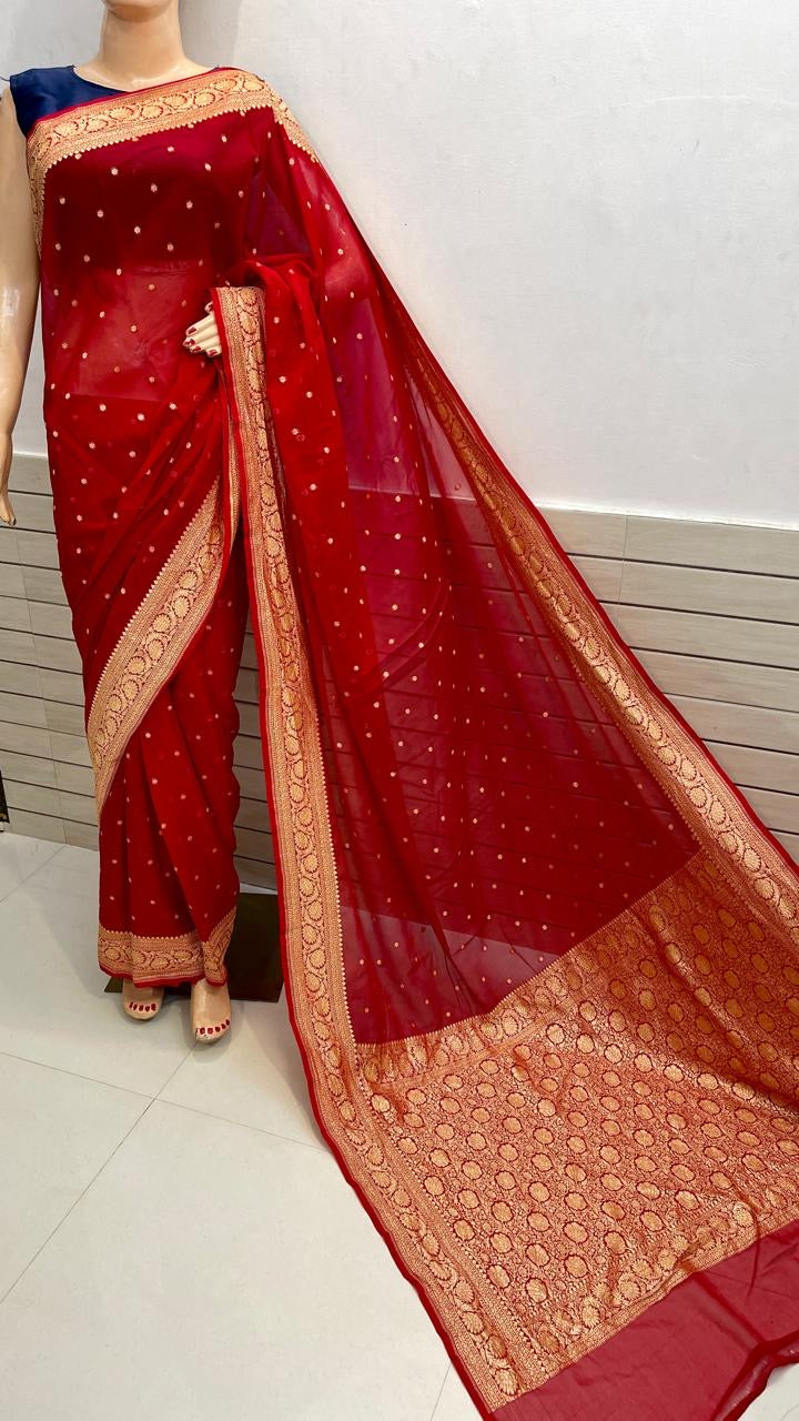 BANARASI KHADDI CHIFFON SILK SAREE