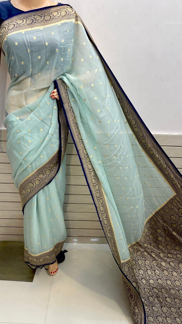 BANARASI KHADDI CHIFFON SILK SAREE