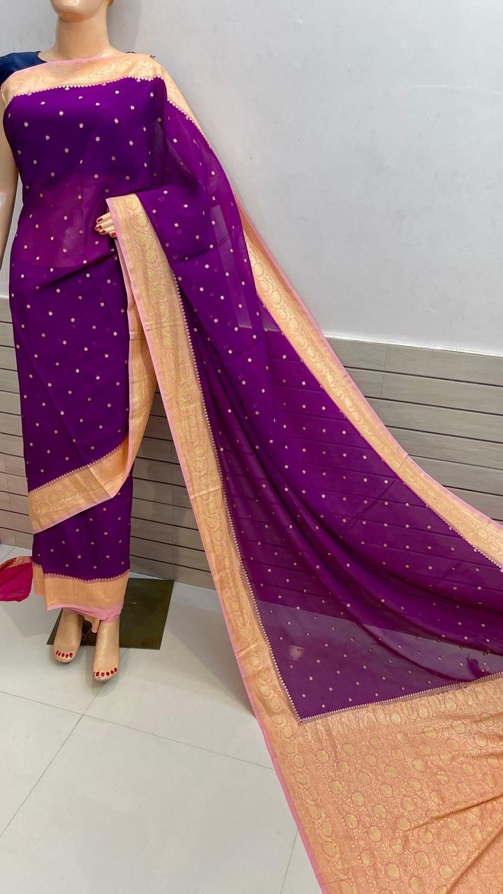 BANARASI KHADDI CHIFFON SILK SAREE